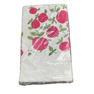 Contempo White Cherry Print Kitchen Paper Table Cover 54” x 104”